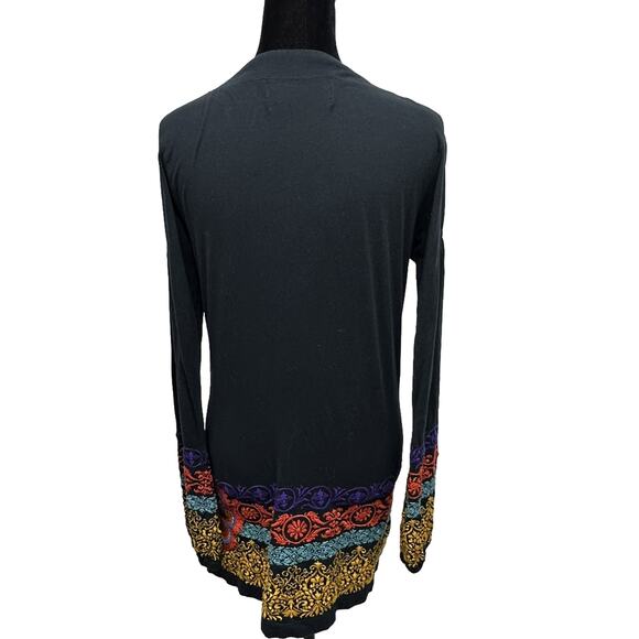 Johnny Was Womens Medium Navy Blue Embroidered T-shirt Tunic Dress Boho - Picture 5 of 10